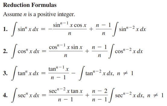Reduction Formulas